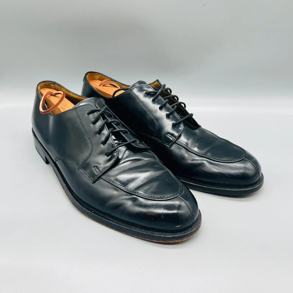 Cole Haan Shoes Mens 11 Black Leather Split Apron Toe Derby Oxford Vtg Preppy